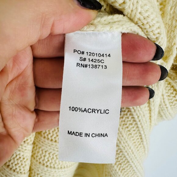 Doe & Rae Womens Cream Ribbed Long Sleeve Turtleneck Midi Sweater Dress Size M - Picture 7 of 8